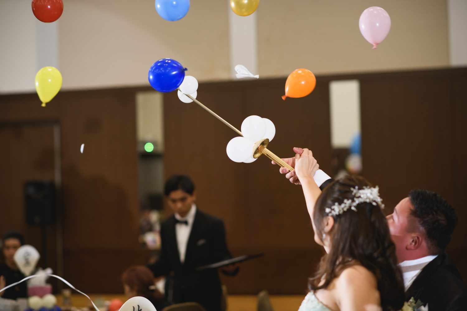 テーブルコーディネート バルーン🎈
中のミニ風船はゲストへのおすそわけ♡